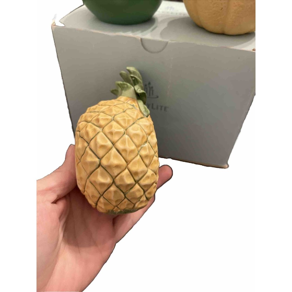 4 Partylite Tea Votive Porcelain Fruits Candle Holder Apple Pineapple Cantaloupe - Picture 6 of 16